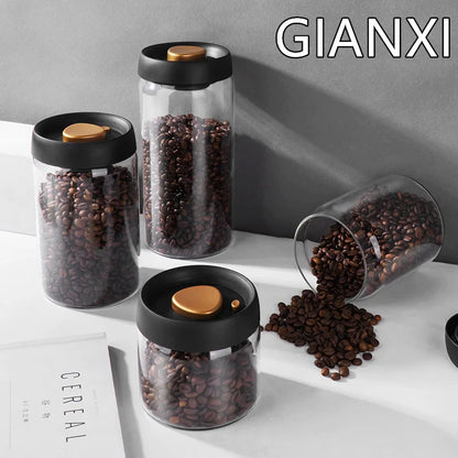 Vacuum-Sealed Glass Canister for Coffee Beans and Food Storage