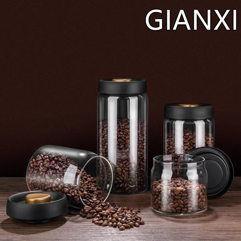 Vacuum-Sealed Glass Canister for Coffee Beans and Food Storage