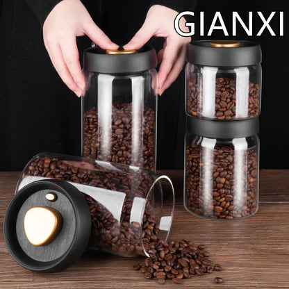 Vacuum-Sealed Glass Canister for Coffee Beans and Food Storage