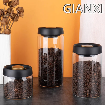 Vacuum-Sealed Glass Canister for Coffee Beans and Food Storage