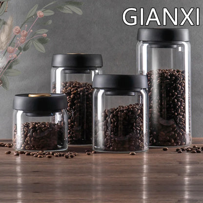 Vacuum-Sealed Glass Canister for Coffee Beans and Food Storage